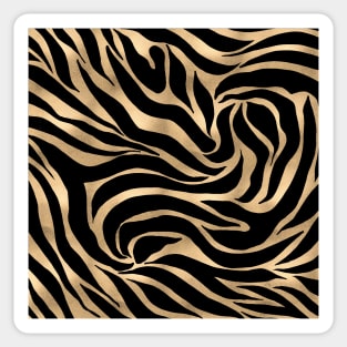 Elegant Metallic Gold Zebra Black Animal Print Sticker